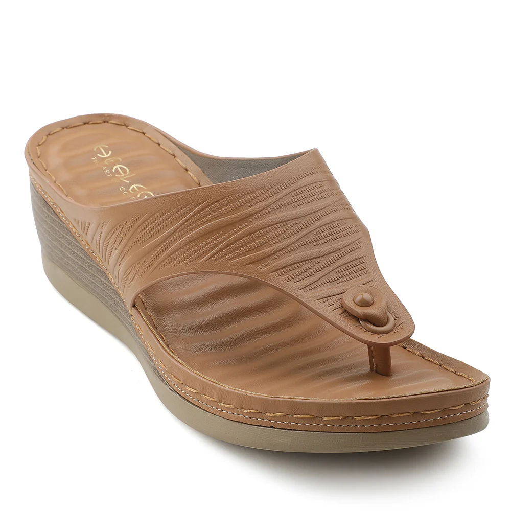 Healers Tan Wedge Heel Sandal For Women ZQ-FD-54 By Liberty