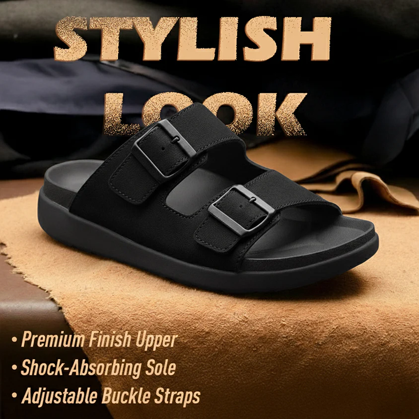 Healers VAL-36E Black Casual Slip on Slipper For Men By Liberty - Image 2