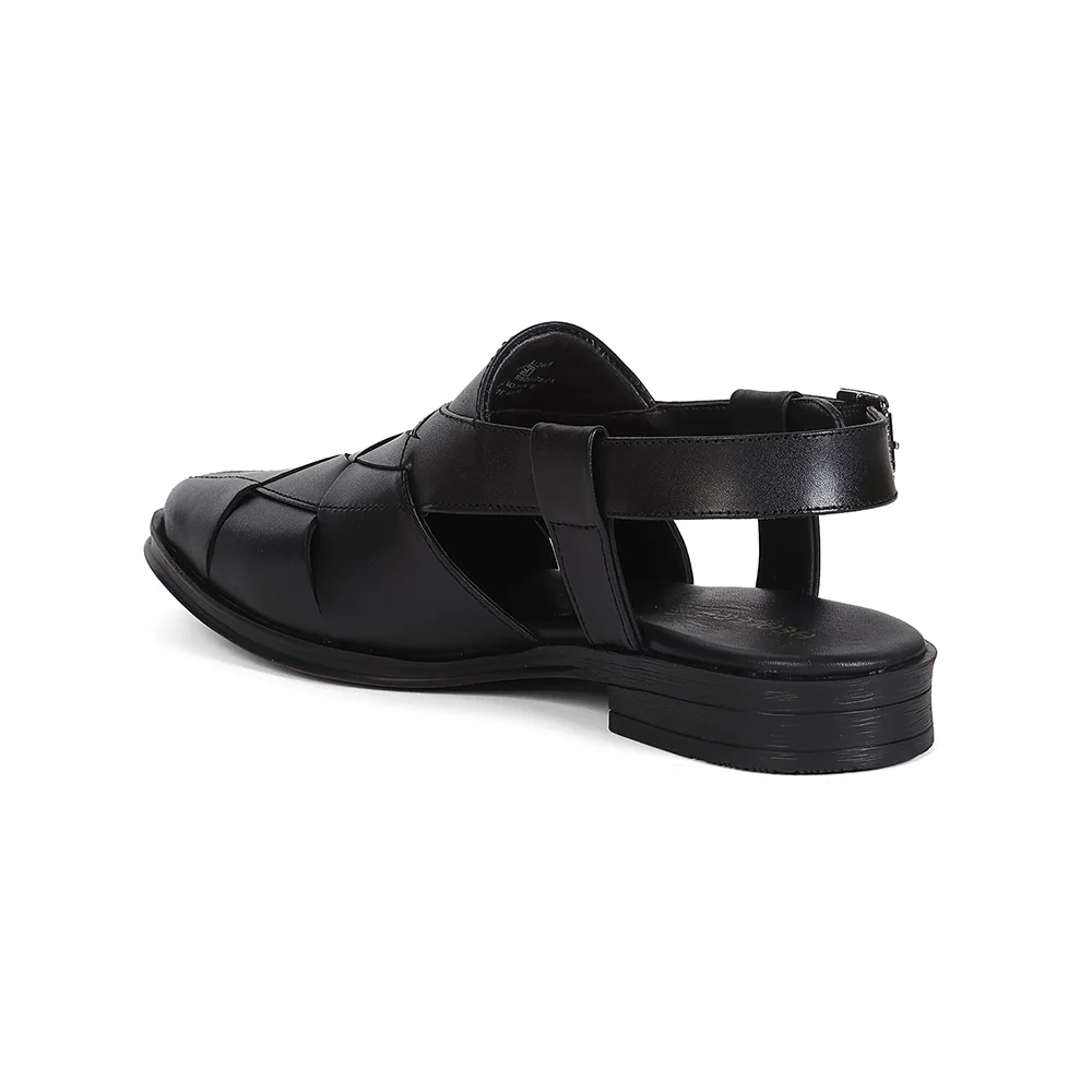 Healers VAL-8 Men's Black Formal Sandals - CELEBRATION EDIT with Weaving Pattern & Leather Insole - Image 3