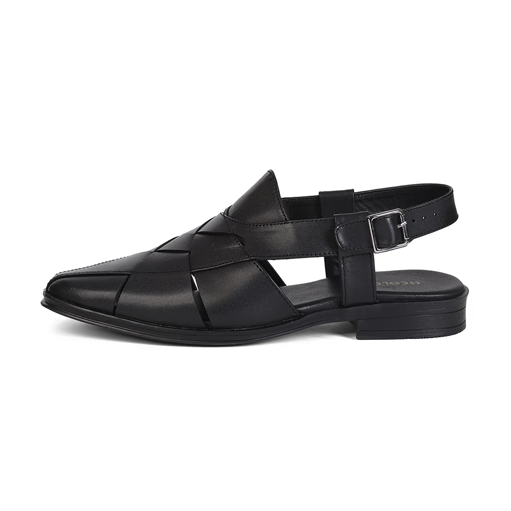 Healers VAL-8 Men's Black Formal Sandals - CELEBRATION EDIT with Weaving Pattern & Leather Insole - Image 5