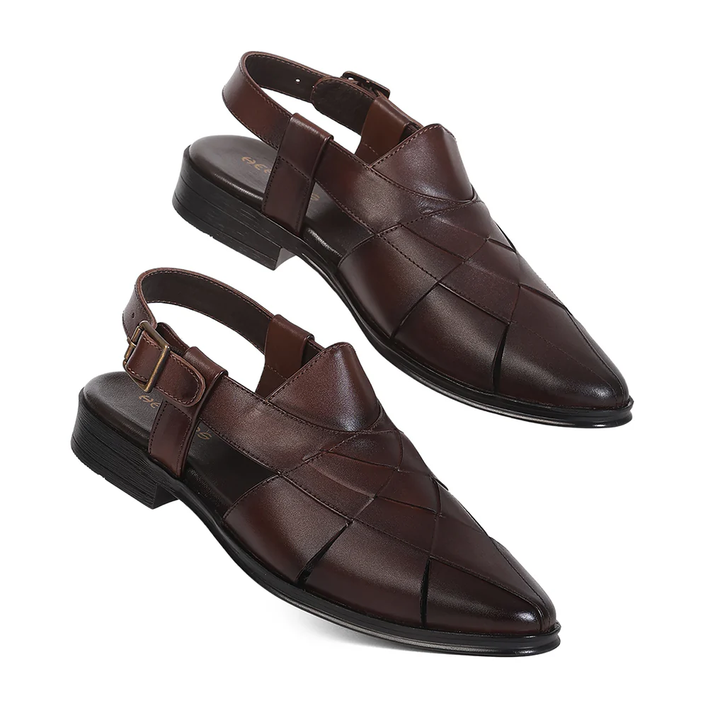 Healers VAL-8 Men's Brown Formal Sandals - CELEBRATION EDIT with Weaving Pattern & Leather Insole - Image 7