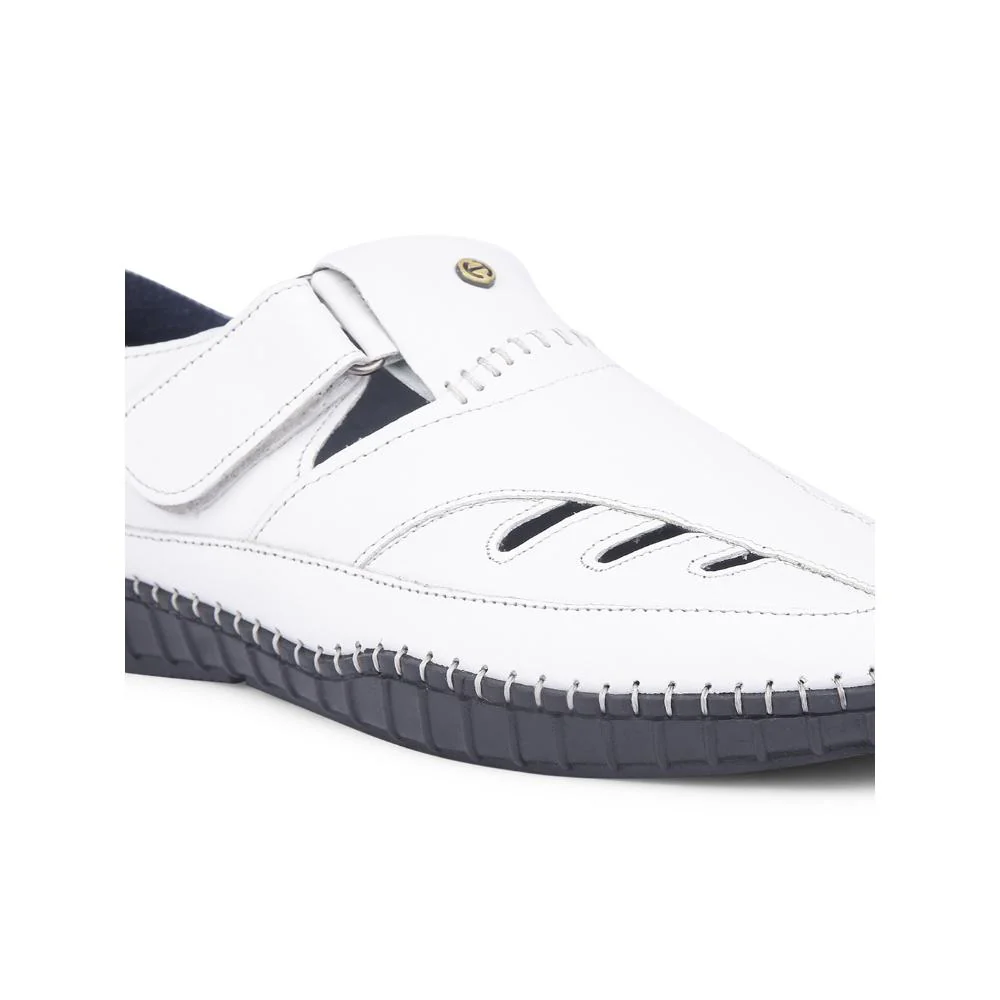 Healers White Casual Buckle Sandal For Men JPL-205 By Liberty - Image 5