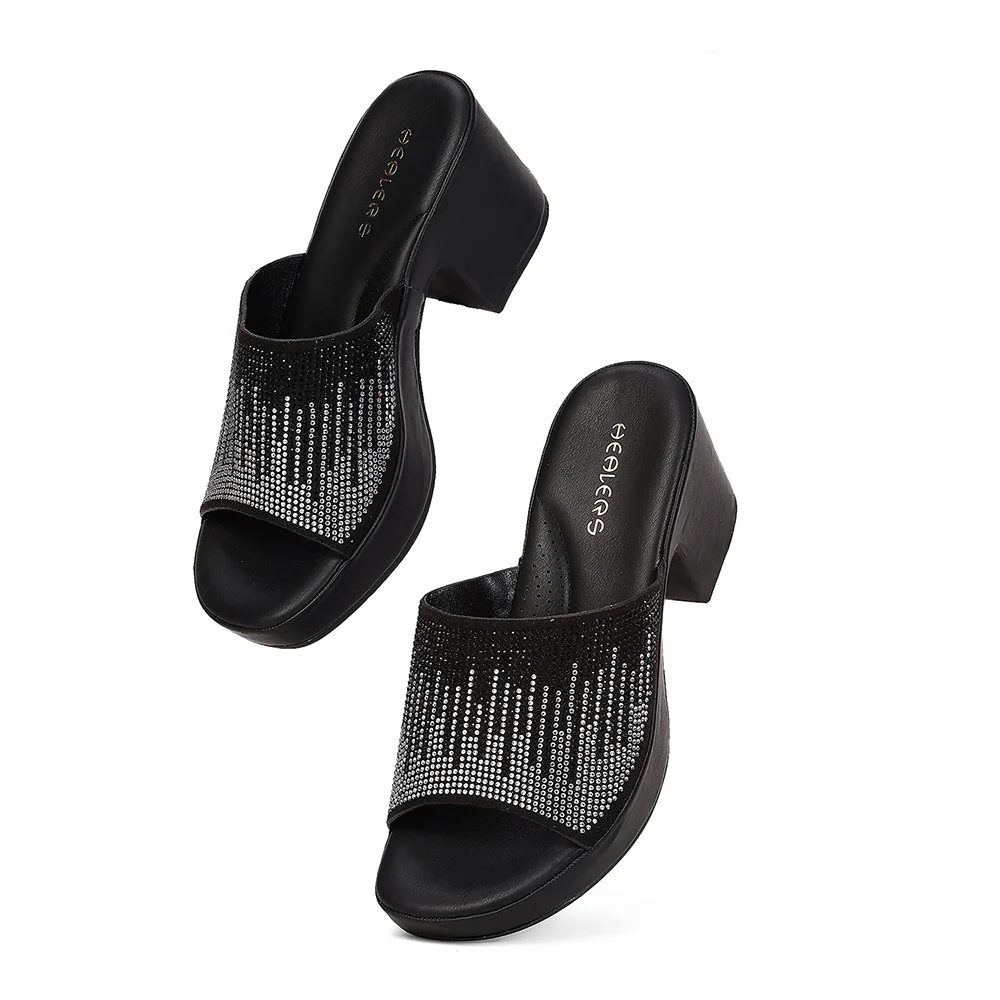 Healers ZQ-YGSL-30 Women's Black Casual Wedge Heeled Sandals - PARTY EDIT Special - Image 7