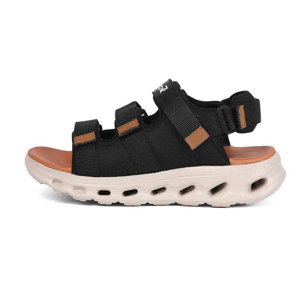 Leap7X AIRFLOW-S2 Men's Black Casual Sandals - Velcro Closure with Airflow Outsoles - Image 5