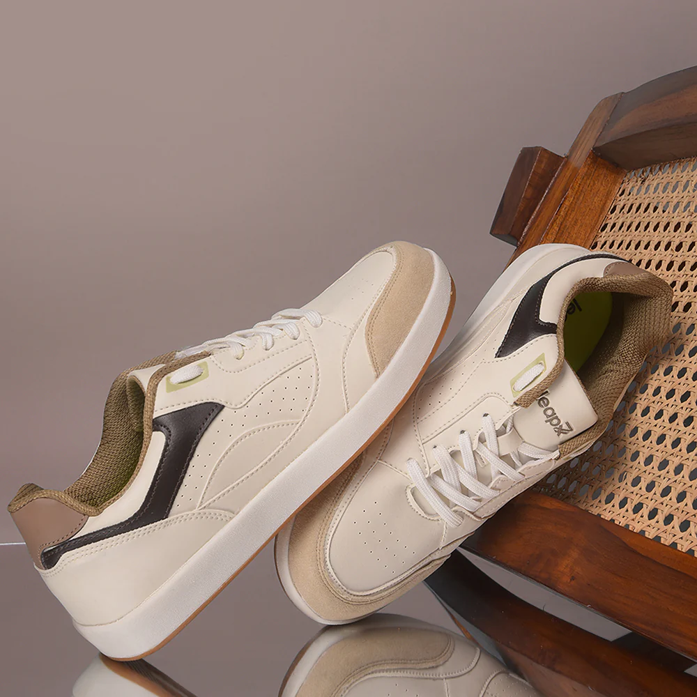 Leap7x Beige Casual Lacing Sneakers For Men CLASTO-1E By Liberty - Image 4