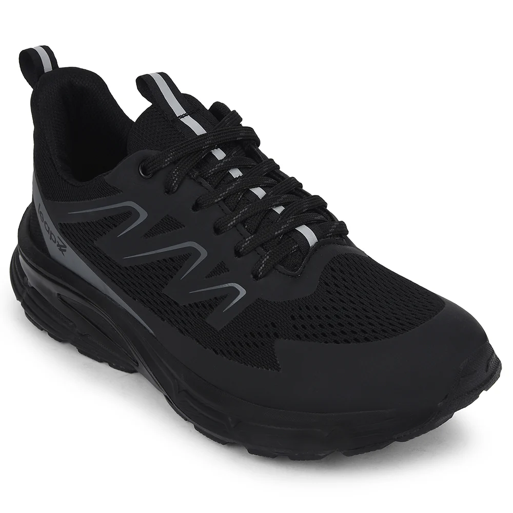 Leap7x Black Casual Lacing Running Shoes For Men MEKSHAW-1E By Liberty