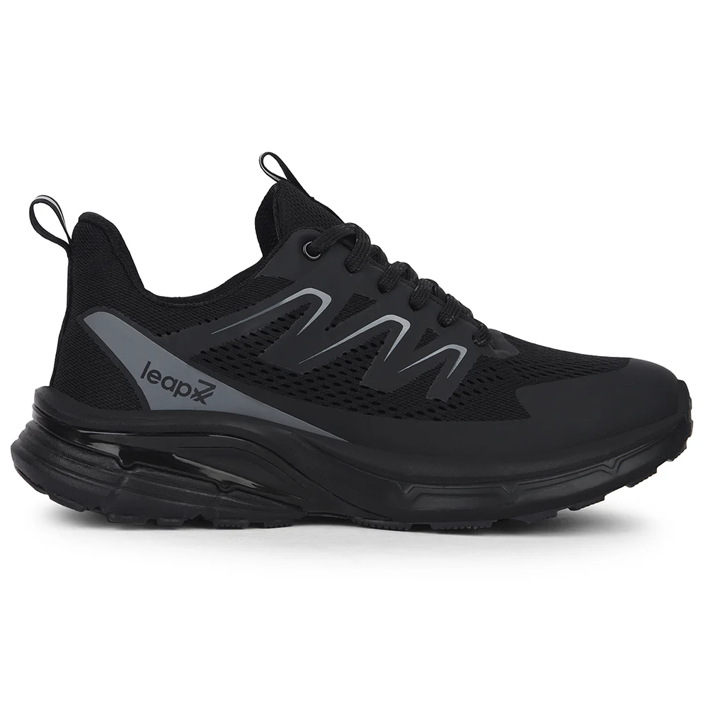 Leap7x Black Casual Lacing Running Shoes For Men MEKSHAW-1E By Liberty - Image 2