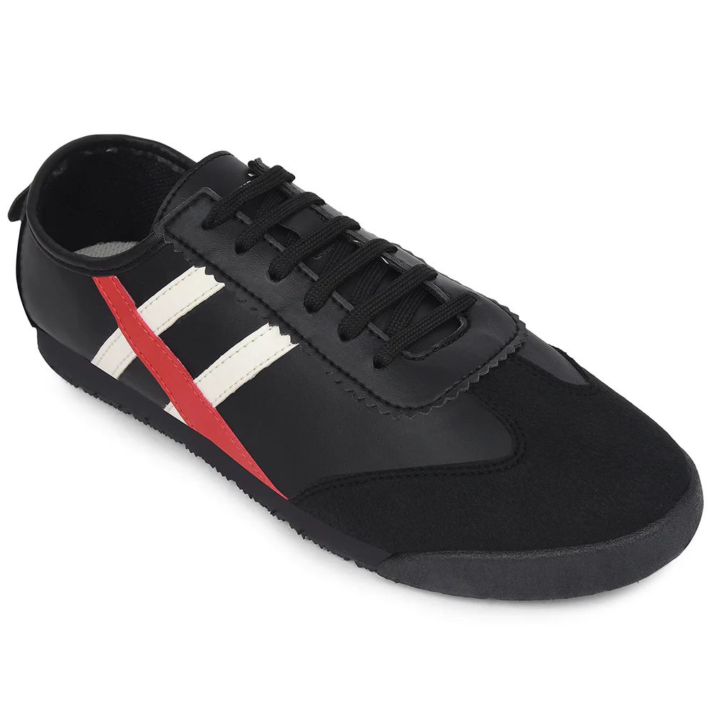 Leap7x Black Casual Lacing Sneakers For Men DECIAN-3E By Liberty