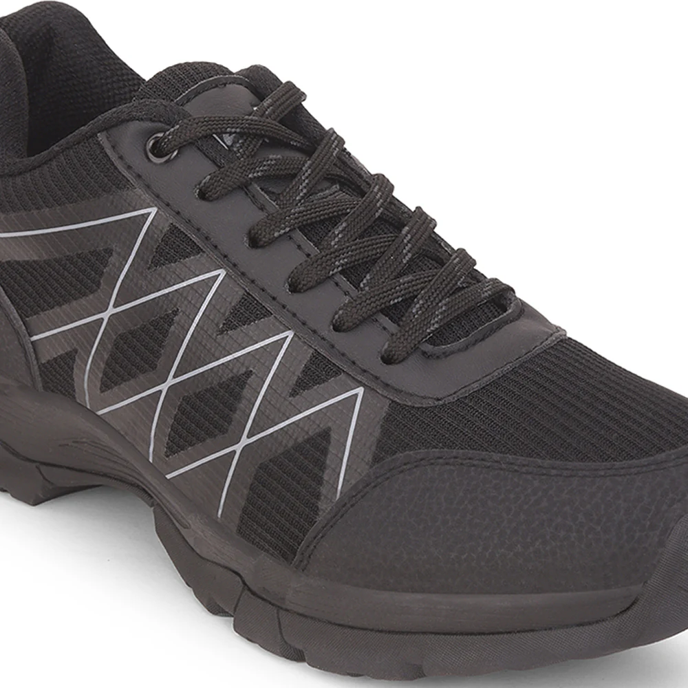Leap7x Black Sports Lace-Up Trekking Shoes For Men MOUNTAIN2E By Liberty - Image 5