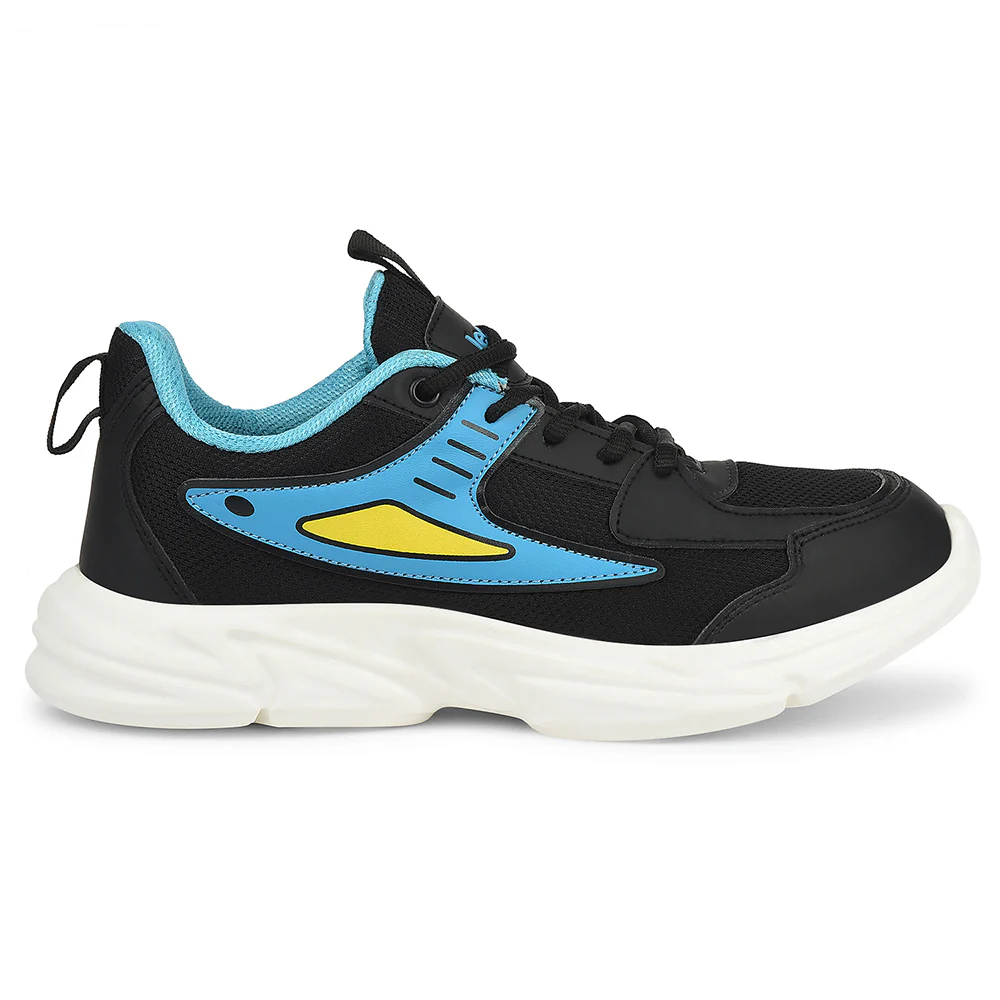 Leap7x Black Sports Lacing Running Shoes For Kids CLOUDY-5L By Liberty - Image 2