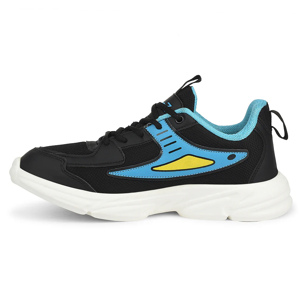 Leap7x Black Sports Lacing Running Shoes For Kids CLOUDY-5L By Liberty - Image 3