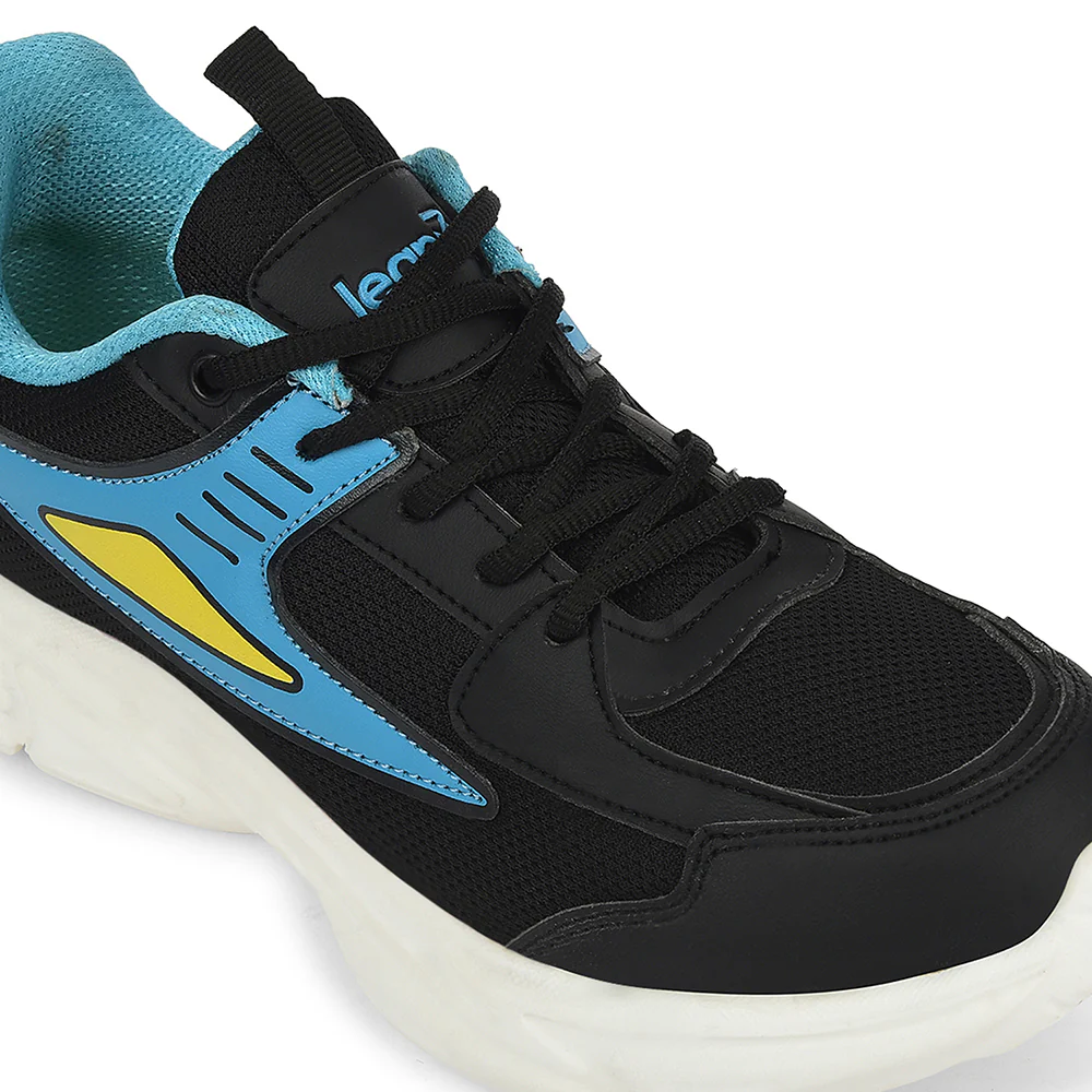 Leap7x Black Sports Lacing Running Shoes For Kids CLOUDY-5L By Liberty - Image 4