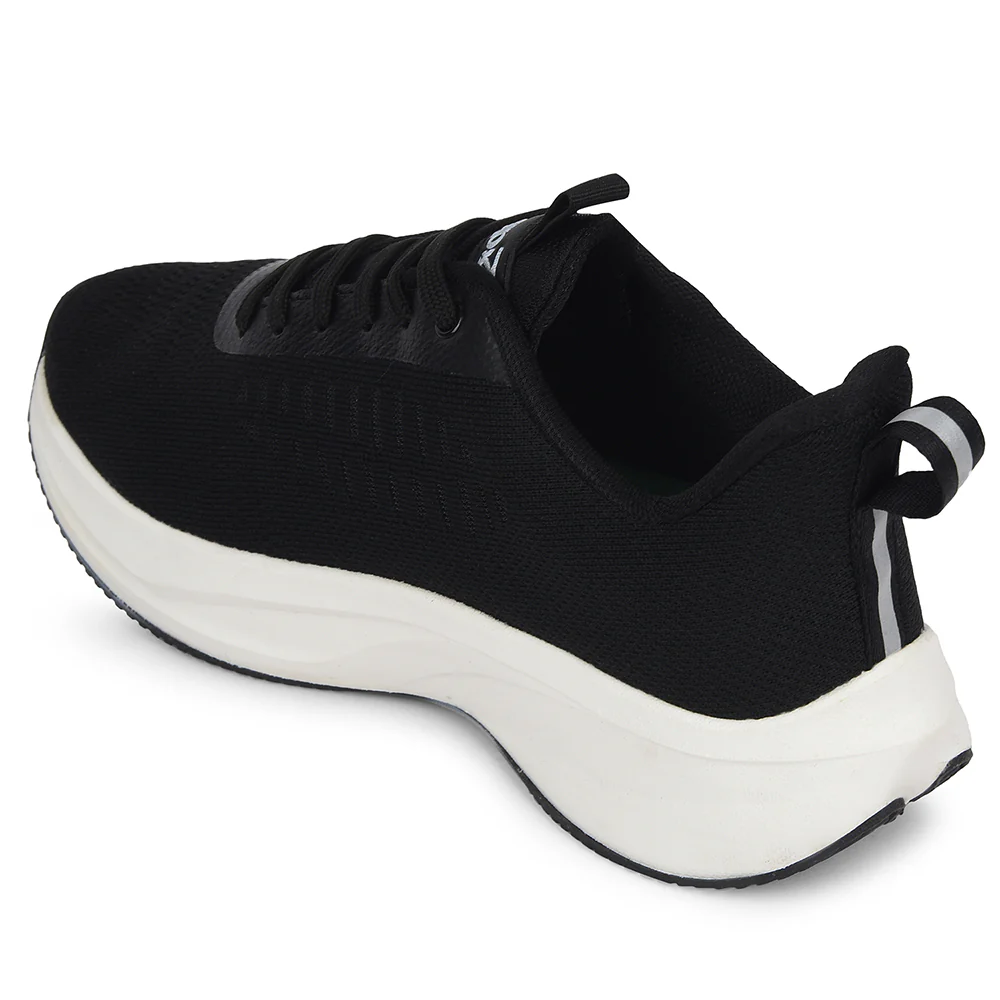 Leap7x Black Sports Lacing Running Shoes For Men ROASTER-1E By Liberty - Image 4