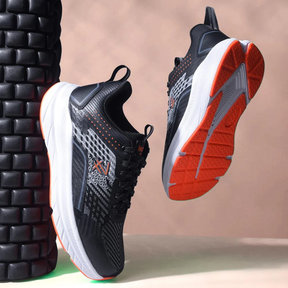 Leap7x Black Sports Lacing Running Shoes For Men ROMANIA By Liberty - Image 4