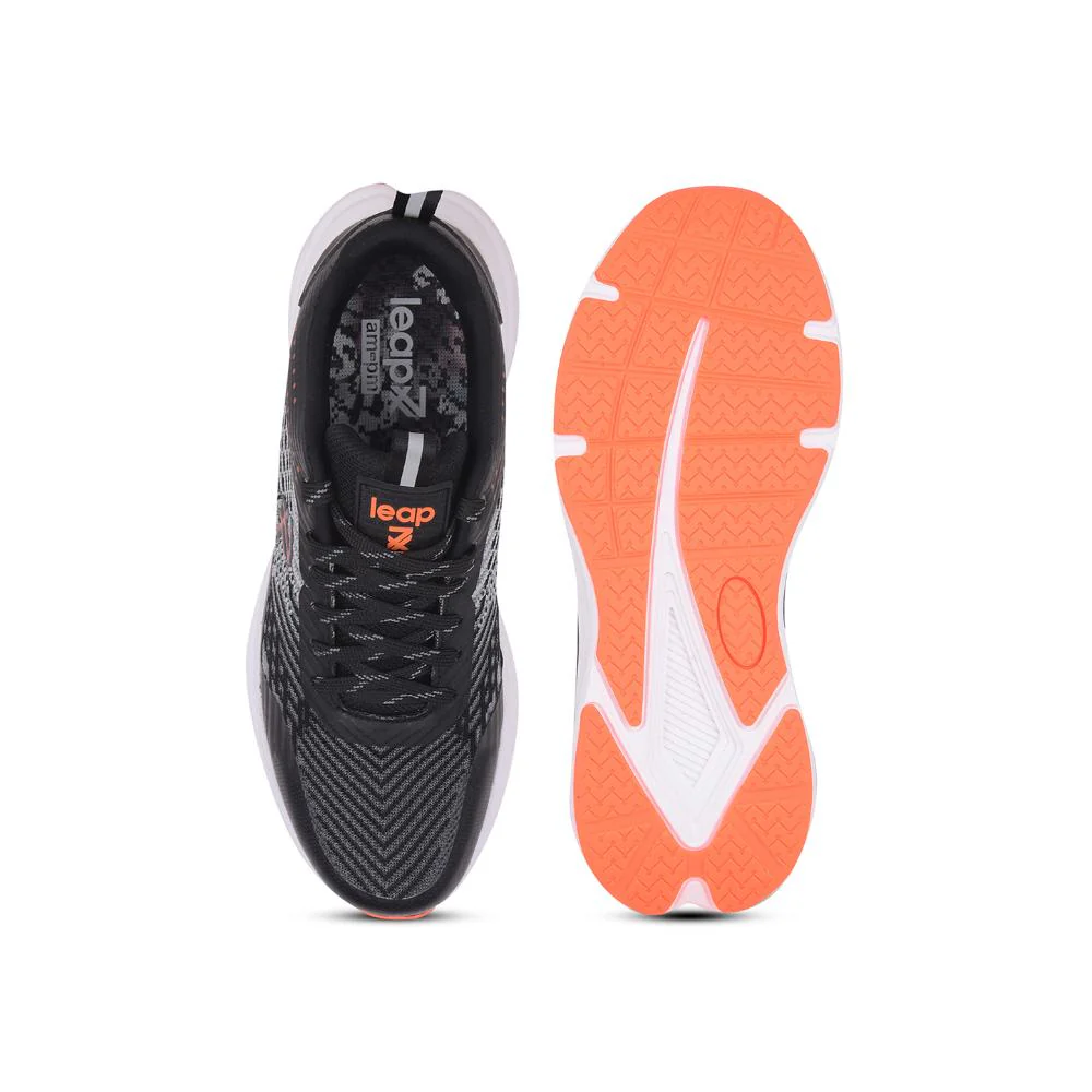 Leap7x Black Sports Lacing Running Shoes For Men ROMANIA By Liberty - Image 6
