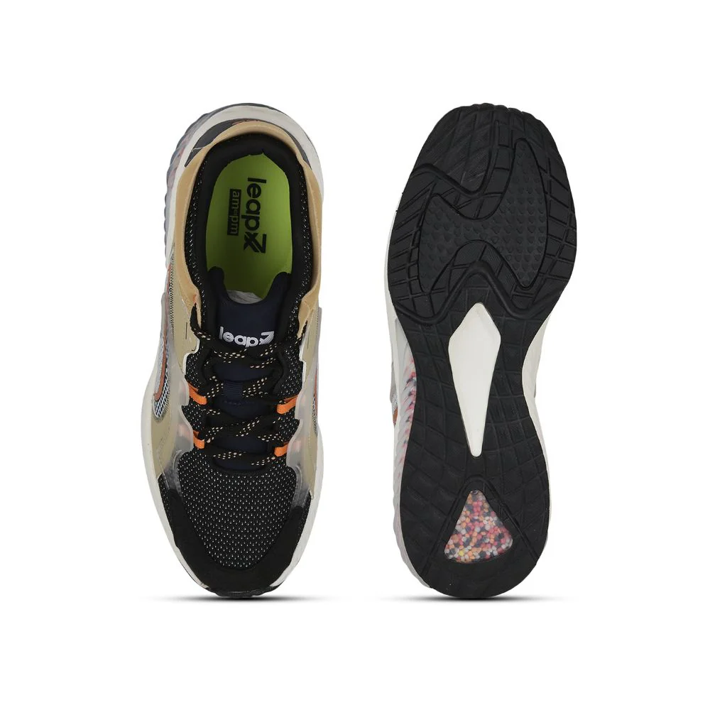 Leap7x Black Sports Lacing Running Shoes For Men SNOOKER By Liberty - Image 6