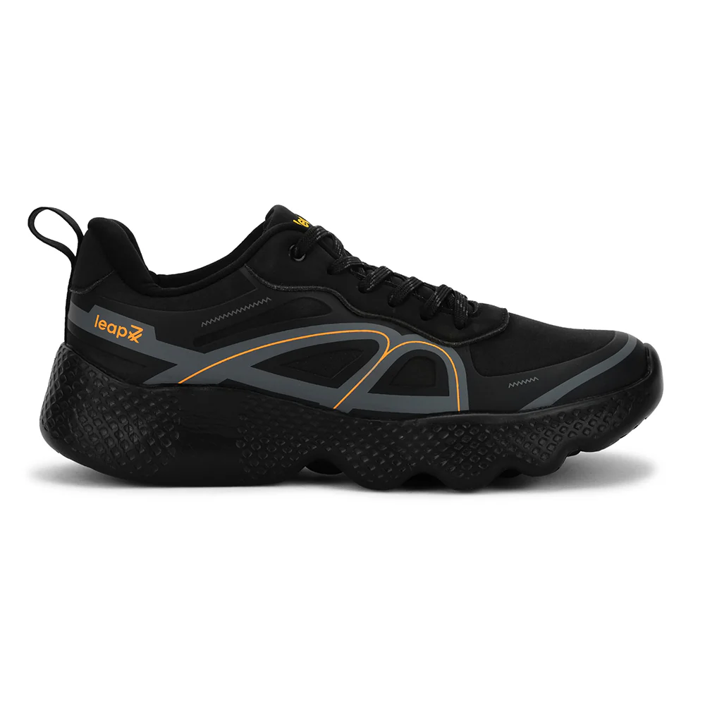 Leap7x Black Sports Lacing Running Shoes For Men WATSON-1E By Liberty - Image 2