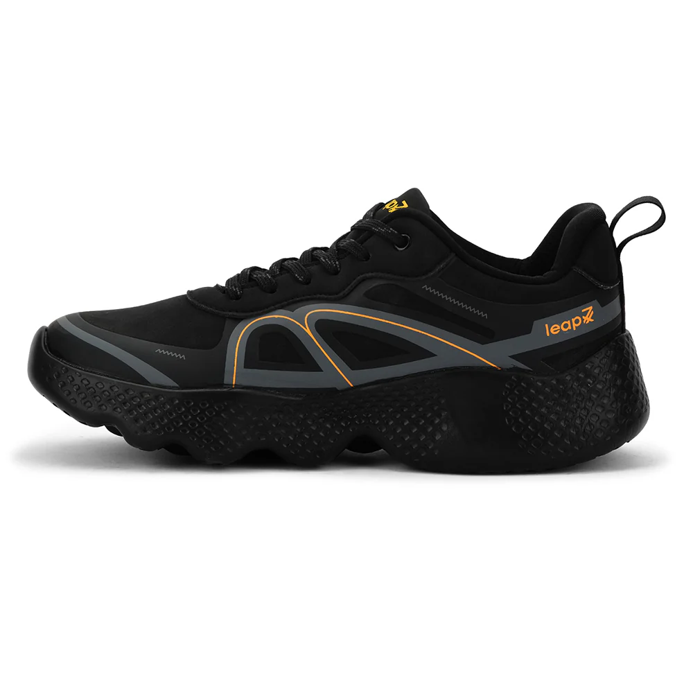 Leap7x Black Sports Lacing Running Shoes For Men WATSON-1E By Liberty - Image 3