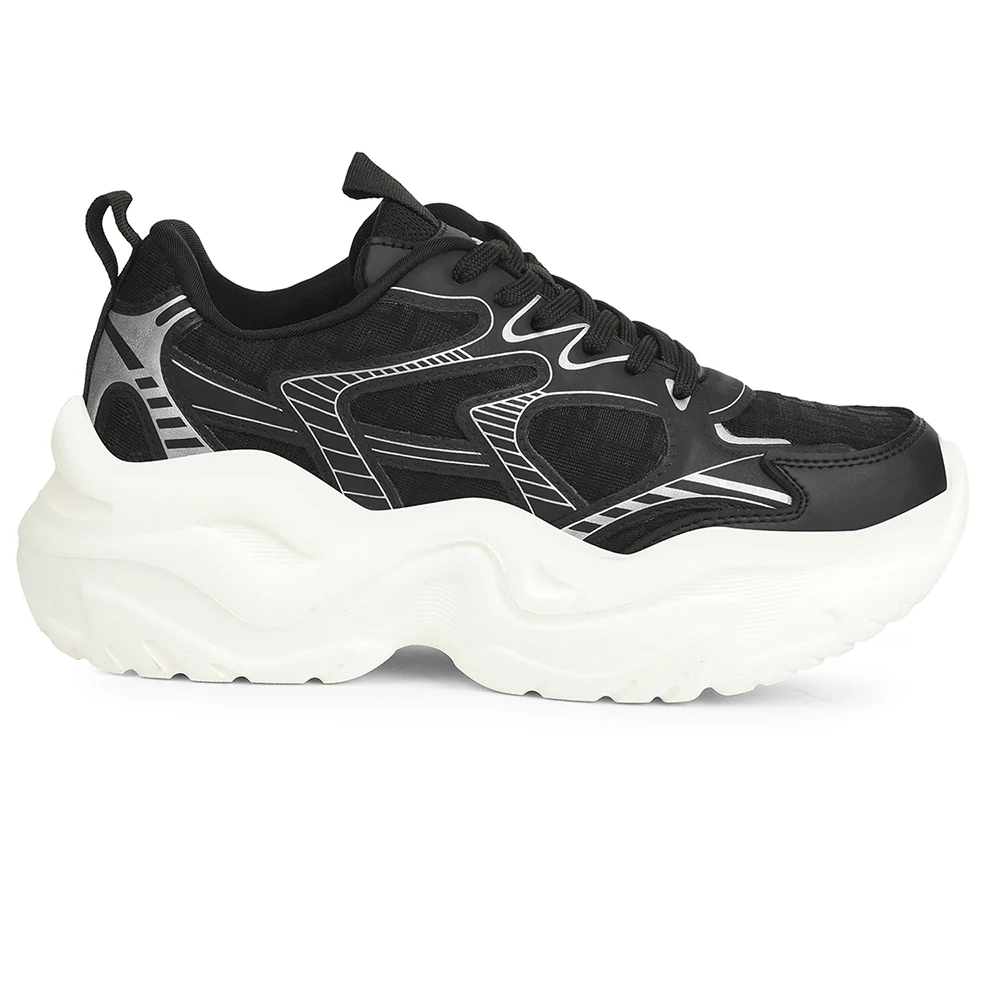 Leap7x Black Sports Lacing Running Shoes For Women SYRIA-1 By Liberty - Image 2