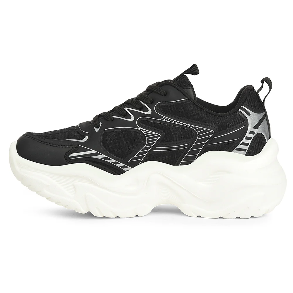 Leap7x Black Sports Lacing Running Shoes For Women SYRIA-1 By Liberty - Image 3