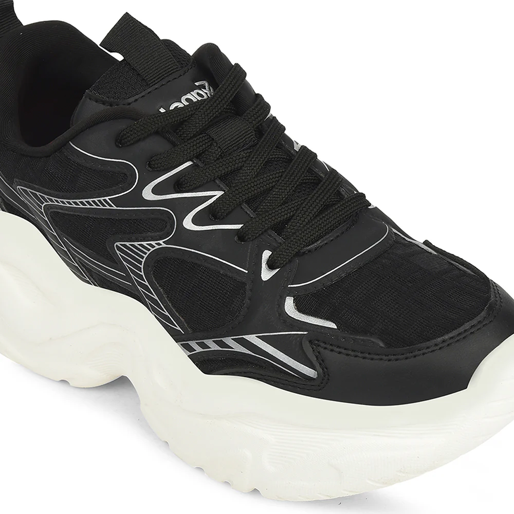 Leap7x Black Sports Lacing Running Shoes For Women SYRIA-1 By Liberty - Image 5
