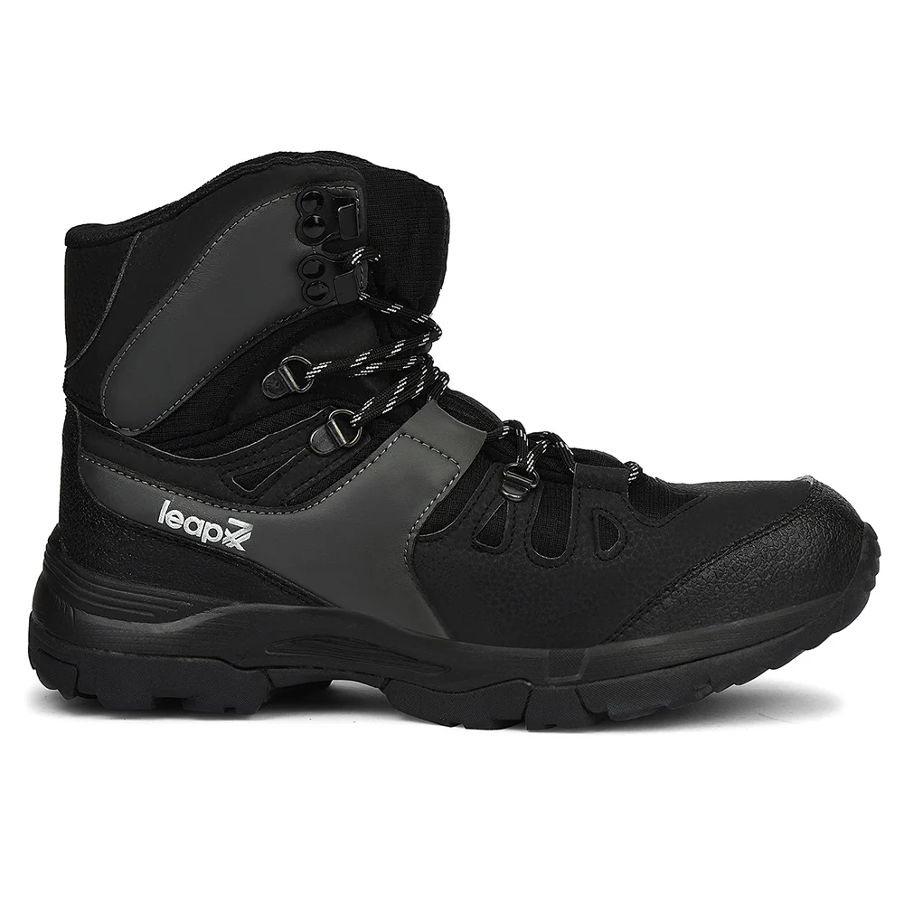 Leap7x Black Sports Lacing Trekking Shoes For Men VERTICAL-2 By Liberty - Image 2