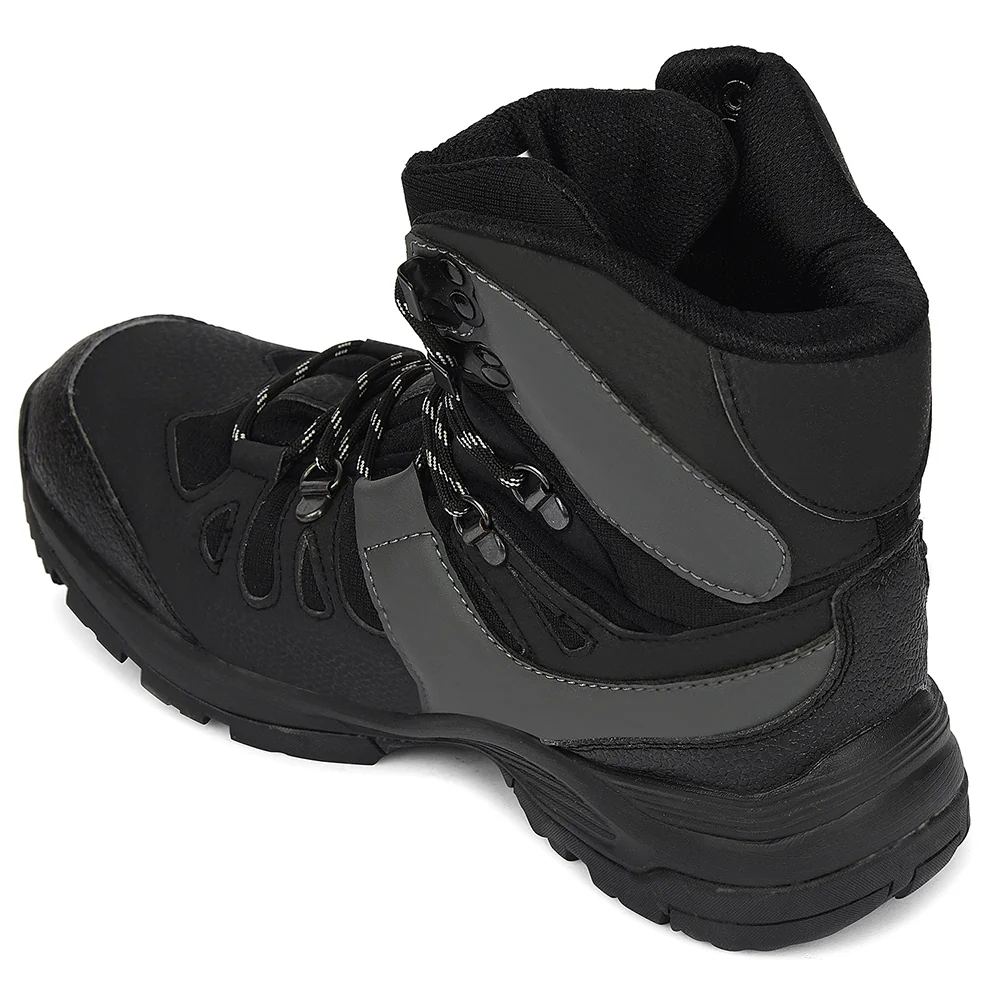 Leap7x Black Sports Lacing Trekking Shoes For Men VERTICAL-2 By Liberty - Image 5