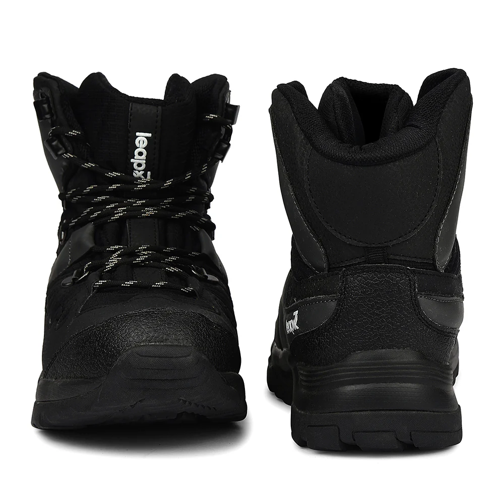 Leap7x Black Sports Lacing Trekking Shoes For Men VERTICAL-2 By Liberty - Image 6