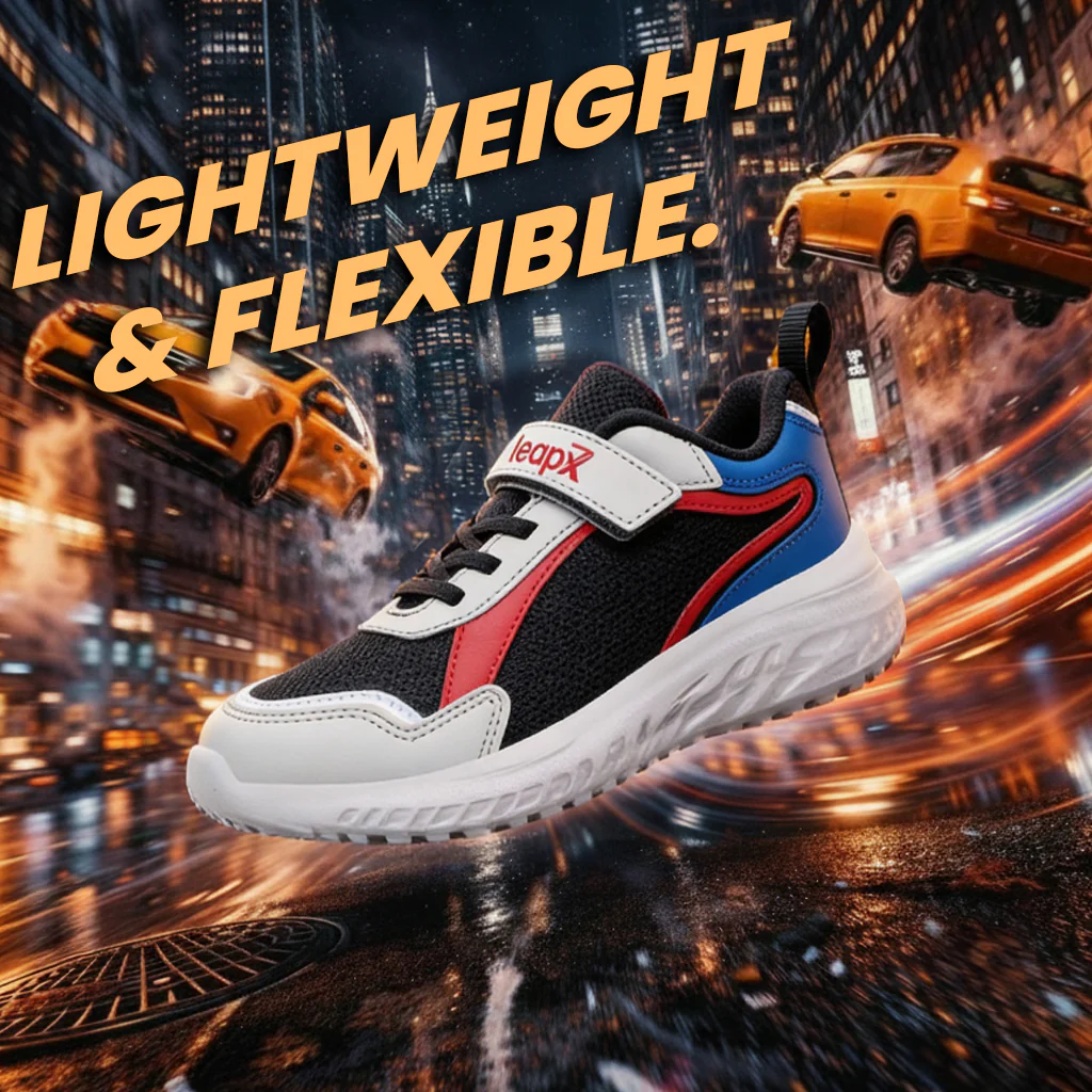LEAP7X Black Sports Non Lacing Walking Shoes for Kids HINKS-15E by Liberty - Image 2