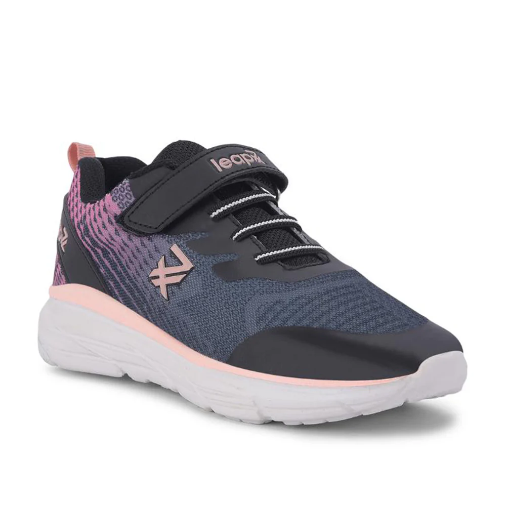 Leap7x Black Sports Non Lacing Walking Shoes For Kids KIMSER-E By Liberty