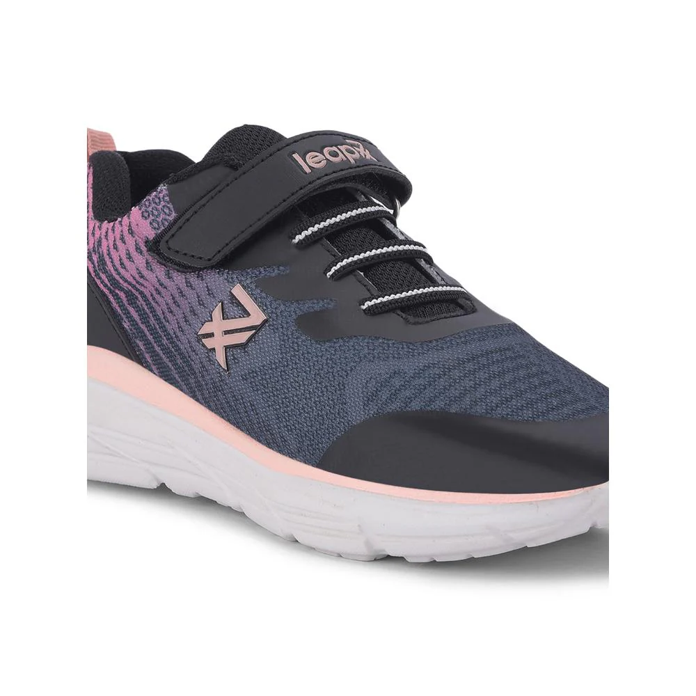 Leap7x Black Sports Non Lacing Walking Shoes For Kids KIMSER-E By Liberty - Image 4
