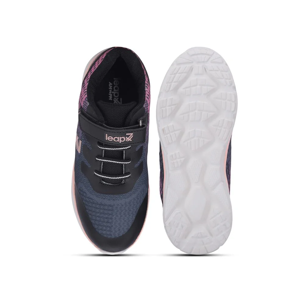 Leap7x Black Sports Non Lacing Walking Shoes For Kids KIMSER-E By Liberty - Image 6
