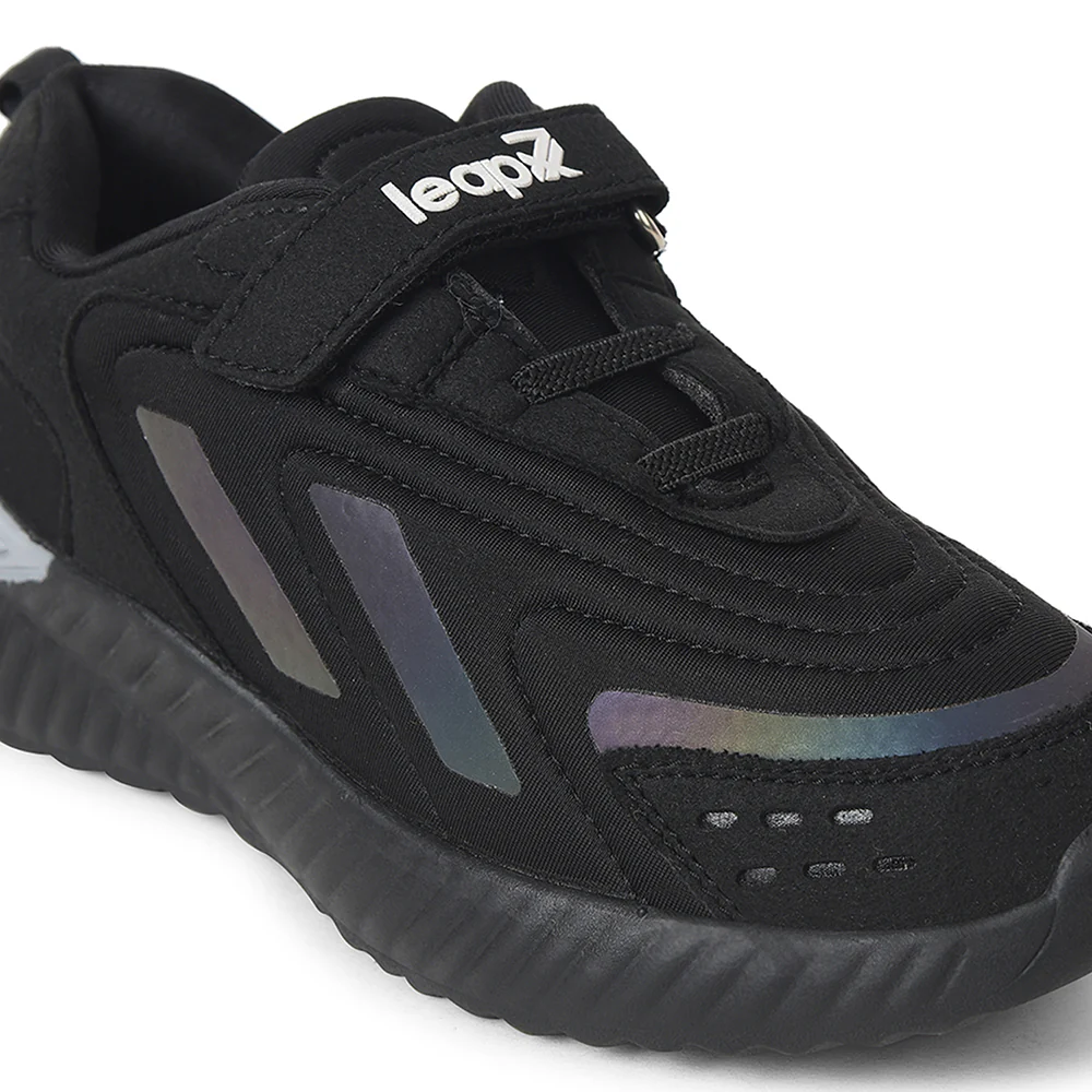 Leap7x Black Sports Non Lacing Walking Shoes For Kids NITKID-10 By Liberty - Image 5