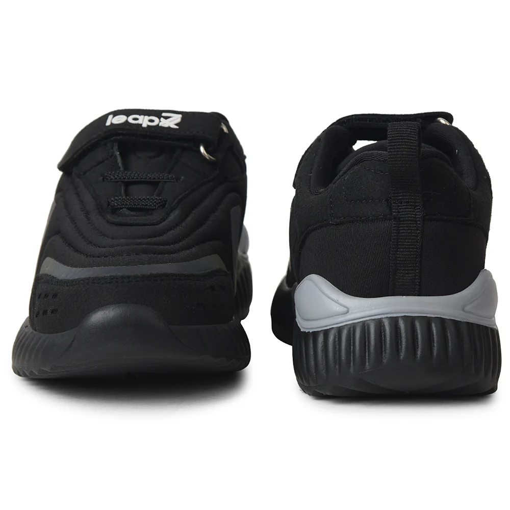 Leap7x Black Sports Non Lacing Walking Shoes For Kids NITKID-10 By Liberty - Image 6