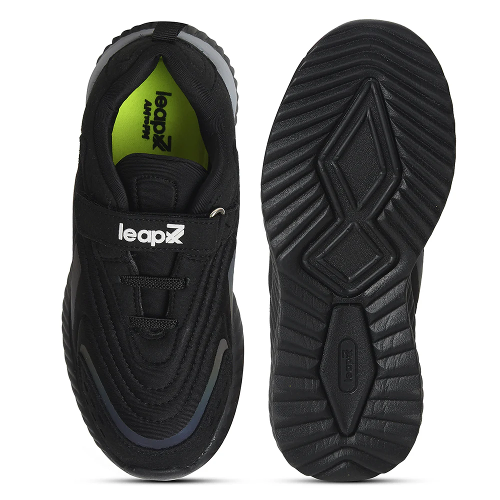 Leap7x Black Sports Non Lacing Walking Shoes For Kids NITKID-10 By Liberty - Image 7