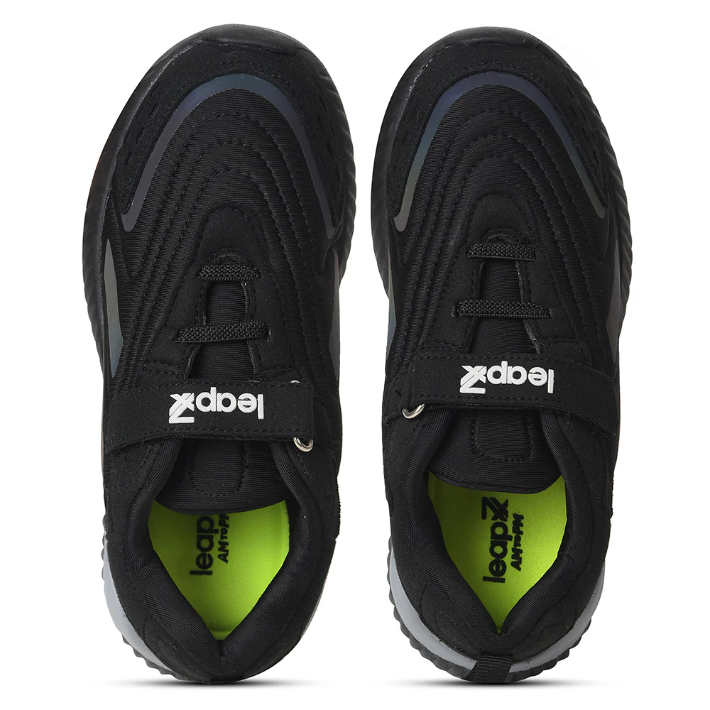Leap7x Black Sports Non Lacing Walking Shoes For Kids NITKID-10 By Liberty - Image 8