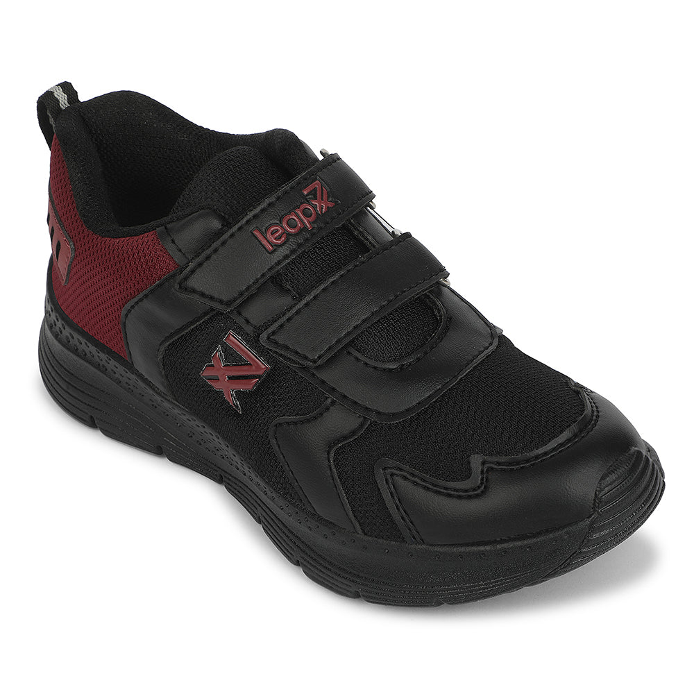LEAP7X Black Sports Non Lacing Walking Shoes for Kids PRIMEK-6 by Liberty