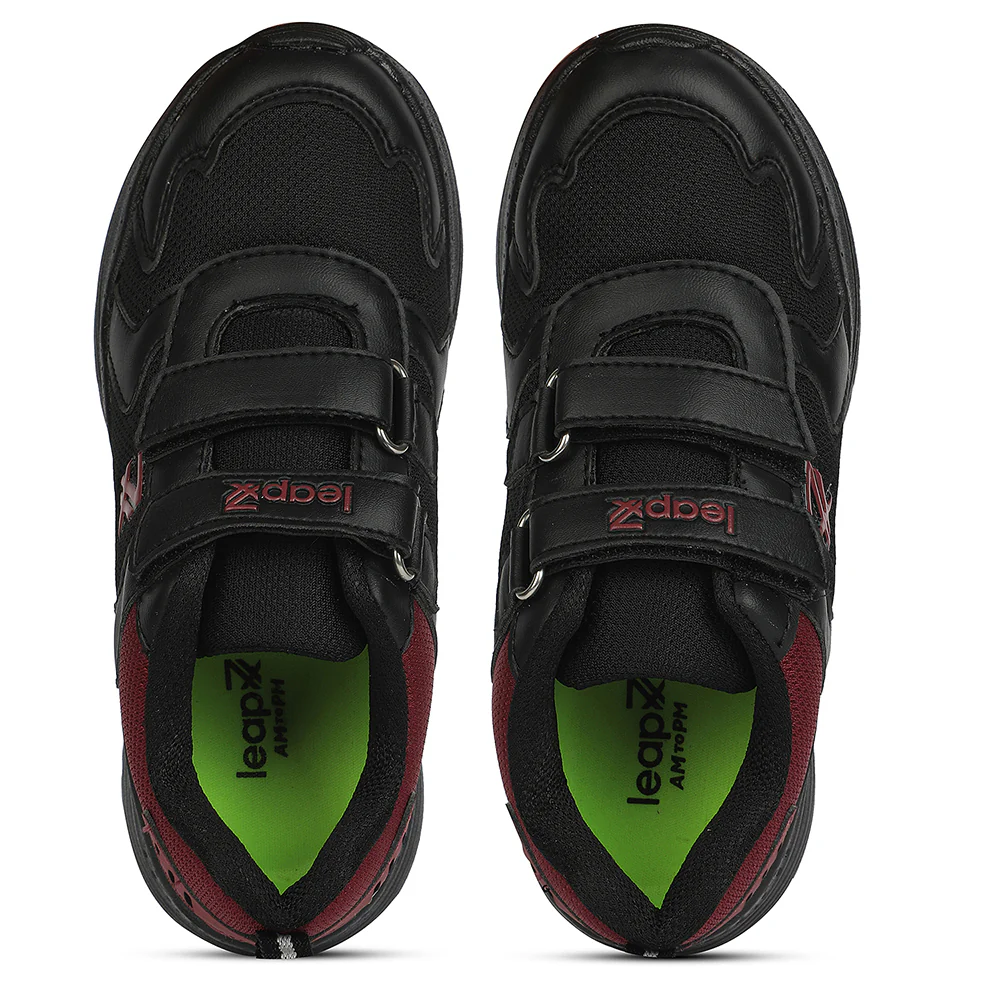 LEAP7X Black Sports Non Lacing Walking Shoes for Kids PRIMEK-6 by Liberty - Image 8