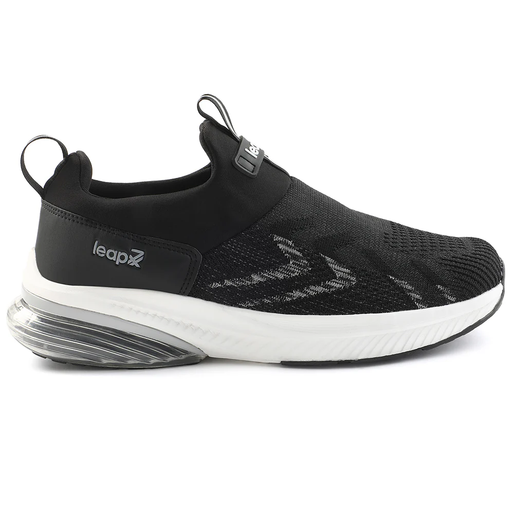 Leap7x Black Sports Non Lacing Walking Shoes For Men BRISK-24 By Liberty - Image 2