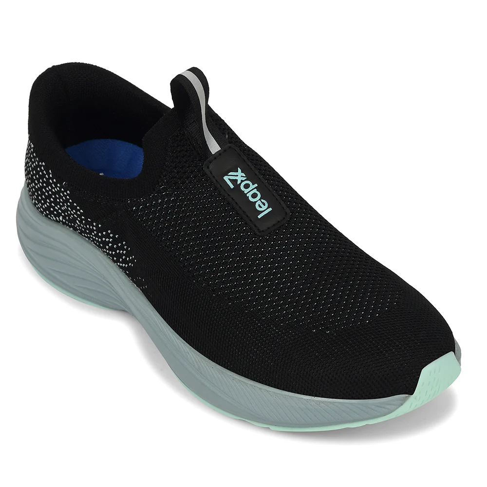 Leap7x Black Sports Non Lacing Walking Shoes For Men EAZYGO-252 By Liberty