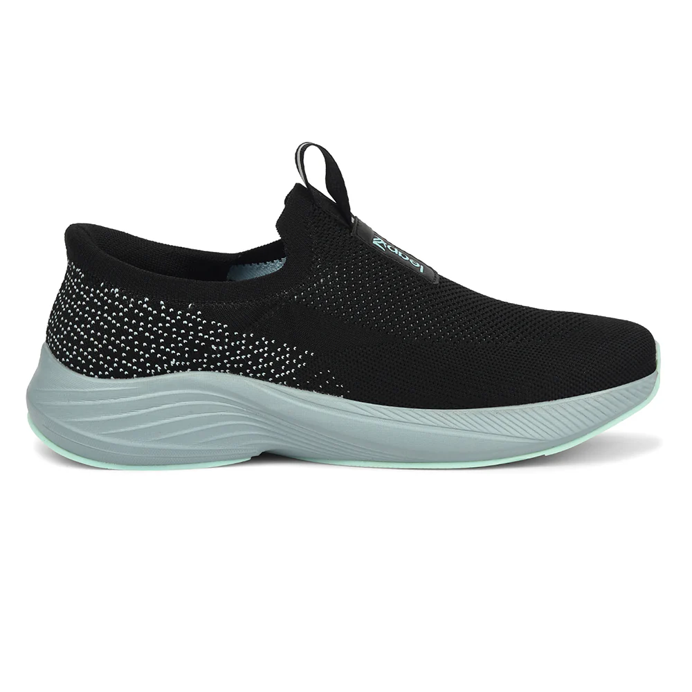 Leap7x Black Sports Non Lacing Walking Shoes For Men EAZYGO-252 By Liberty - Image 2