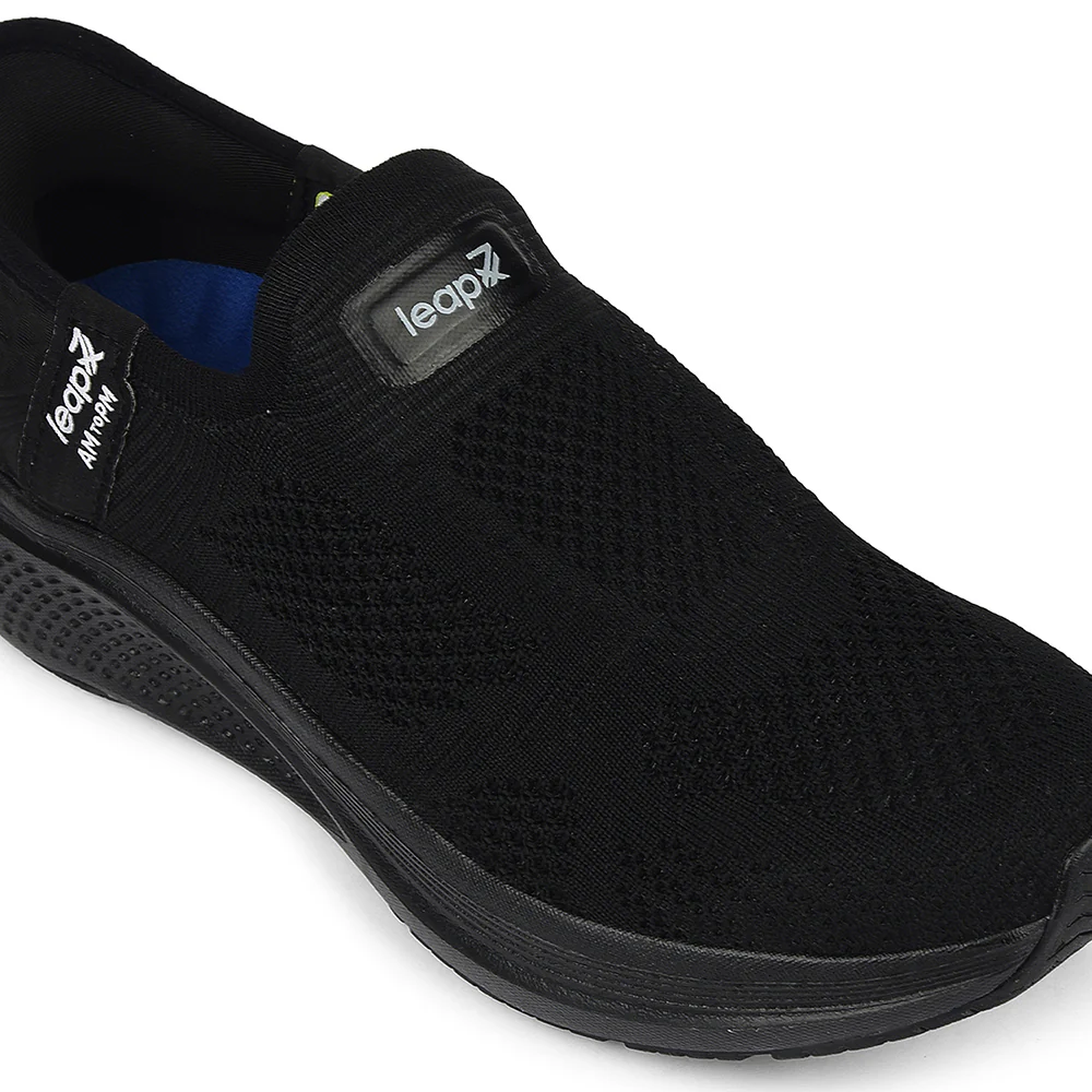 Leap7x Black Sports Non Lacing Walking Shoes For Men EAZYGO-253 By Liberty - Image 5