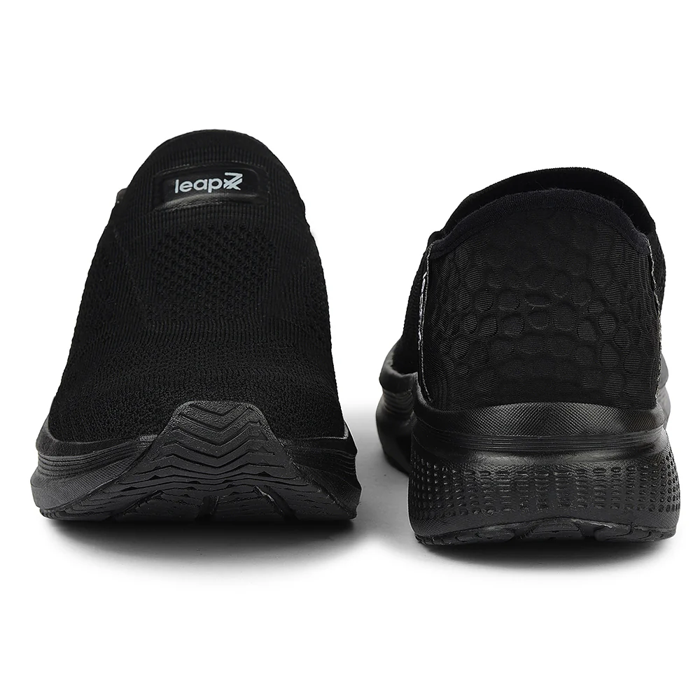 Leap7x Black Sports Non Lacing Walking Shoes For Men EAZYGO-253 By Liberty - Image 6