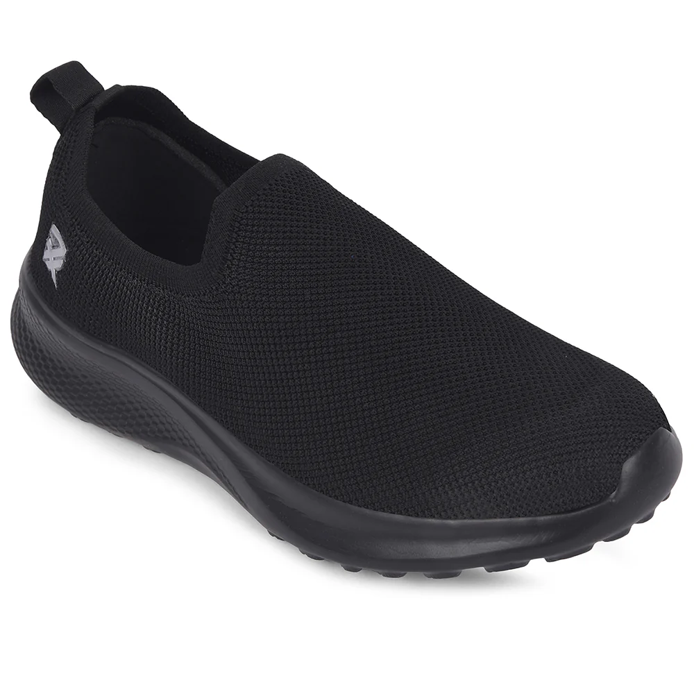 Leap7x Black Sports Non Lacing Walking Shoes For Men GHD-89E By Liberty