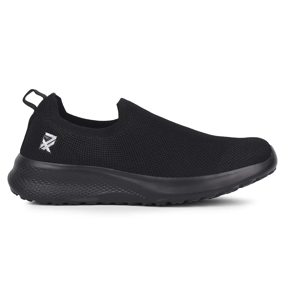 Leap7x Black Sports Non Lacing Walking Shoes For Men GHD-89E By Liberty - Image 2