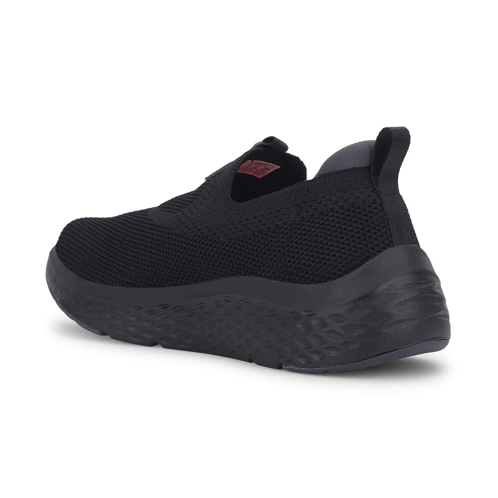 Leap7x Black Sports Non Lacing Walking Shoes For Men NITRUN-2 By Liberty - Image 3