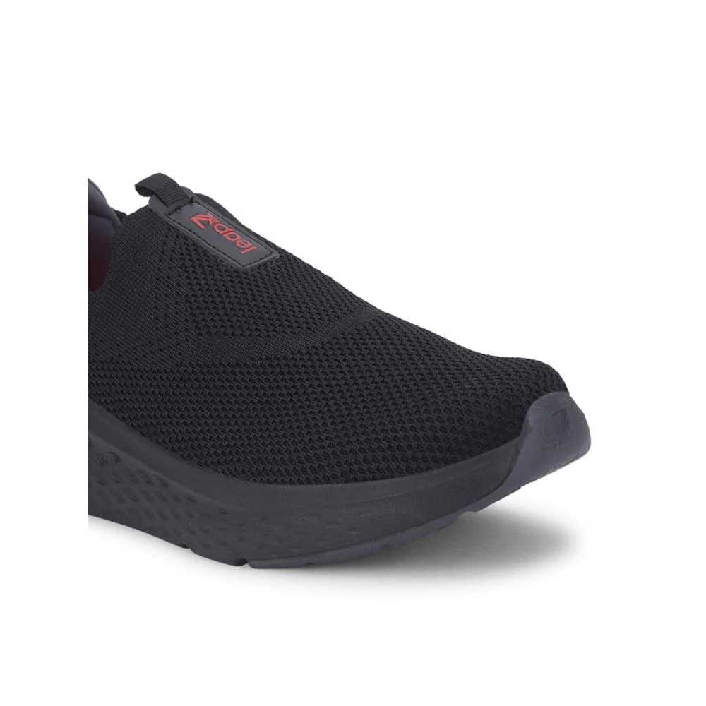Leap7x Black Sports Non Lacing Walking Shoes For Men NITRUN-2 By Liberty - Image 4