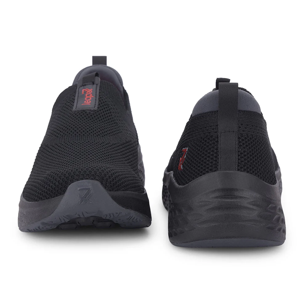 Leap7x Black Sports Non Lacing Walking Shoes For Men NITRUN-2 By Liberty - Image 5