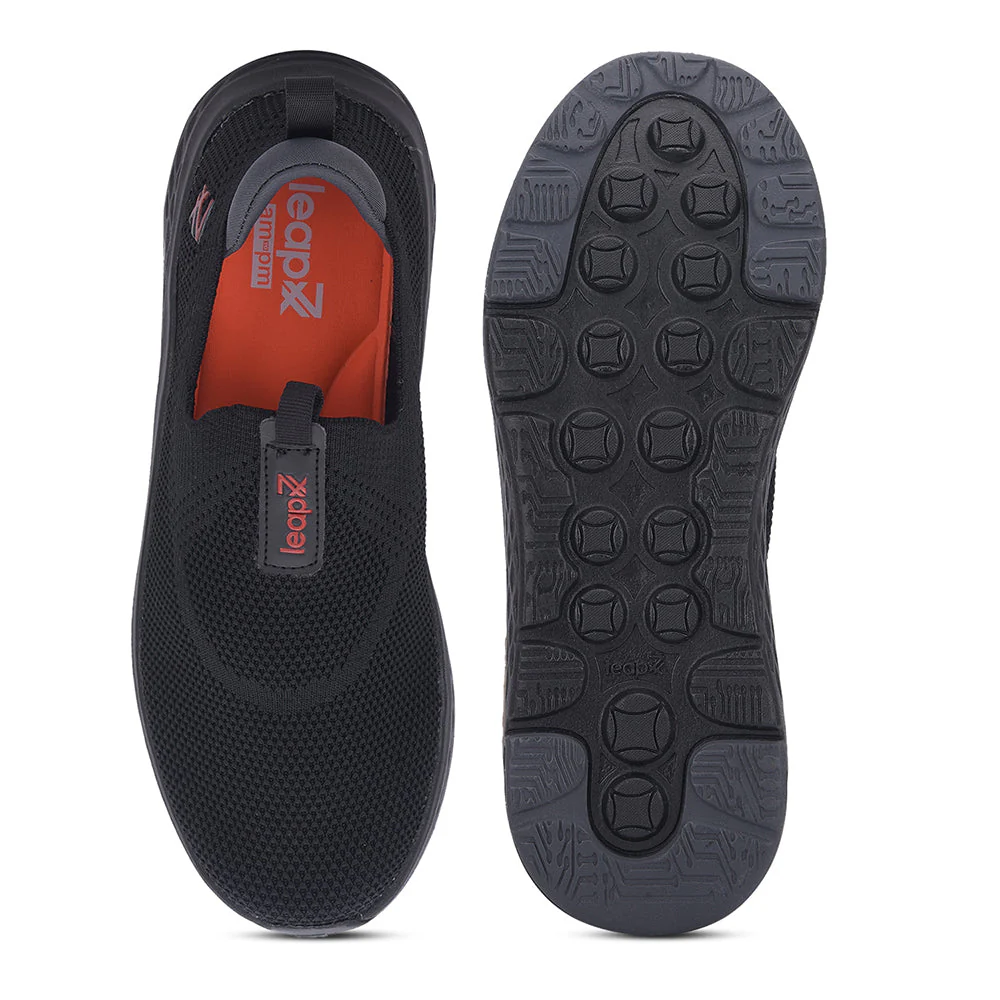 Leap7x Black Sports Non Lacing Walking Shoes For Men NITRUN-2 By Liberty - Image 6