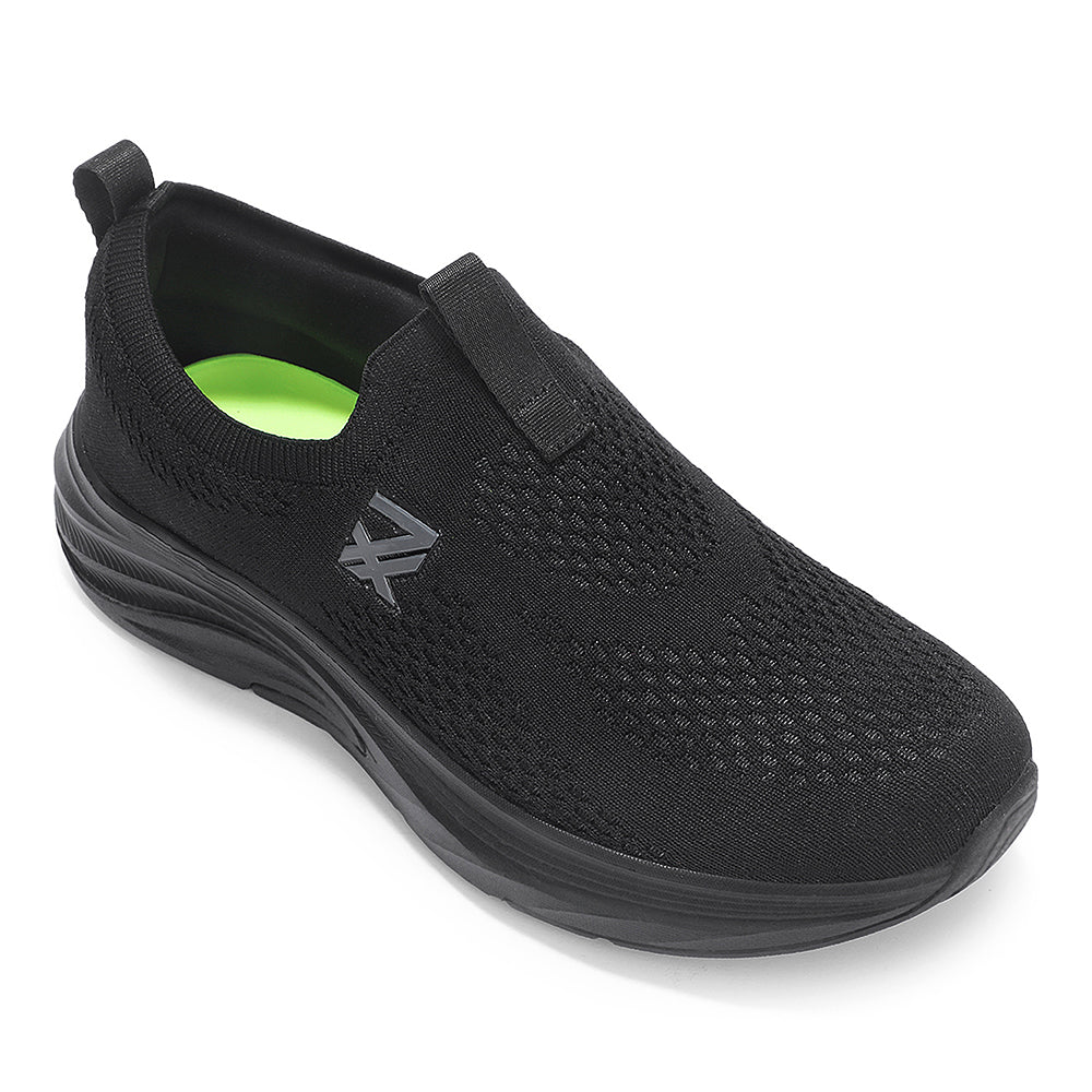Leap7X Black Sports Non Lacing Walking Shoes For Men ULTRASTEPE By Liberty